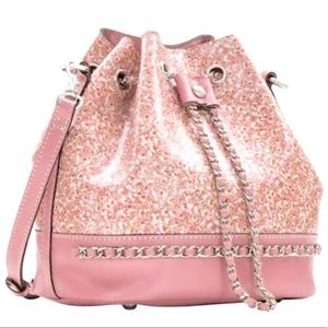 Patricia Nash Leather Blush Bouquet Drawstring Bag